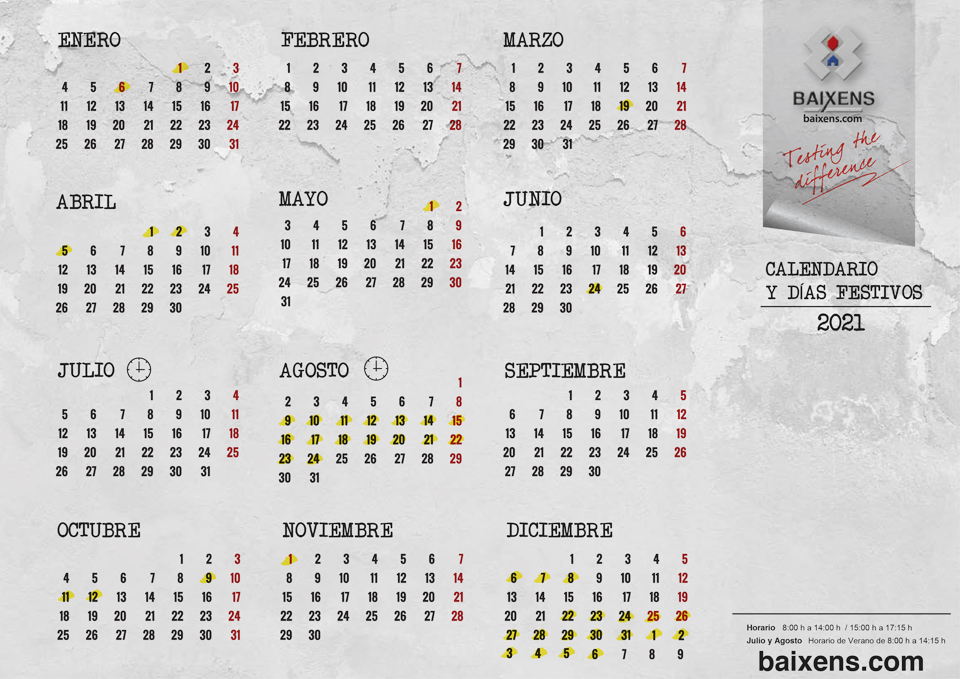 Calendario laboral 2021